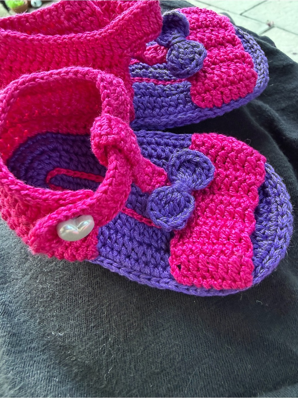Handmade Pink & Purple Crochet Baby Sandals